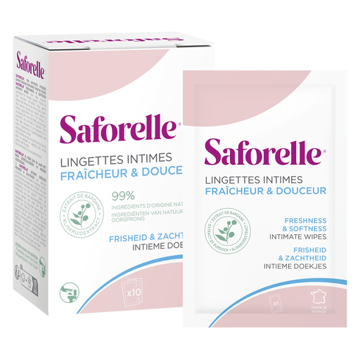 Lingettes intimes pour femme – Tissu 100% biodégradable - Saforelle